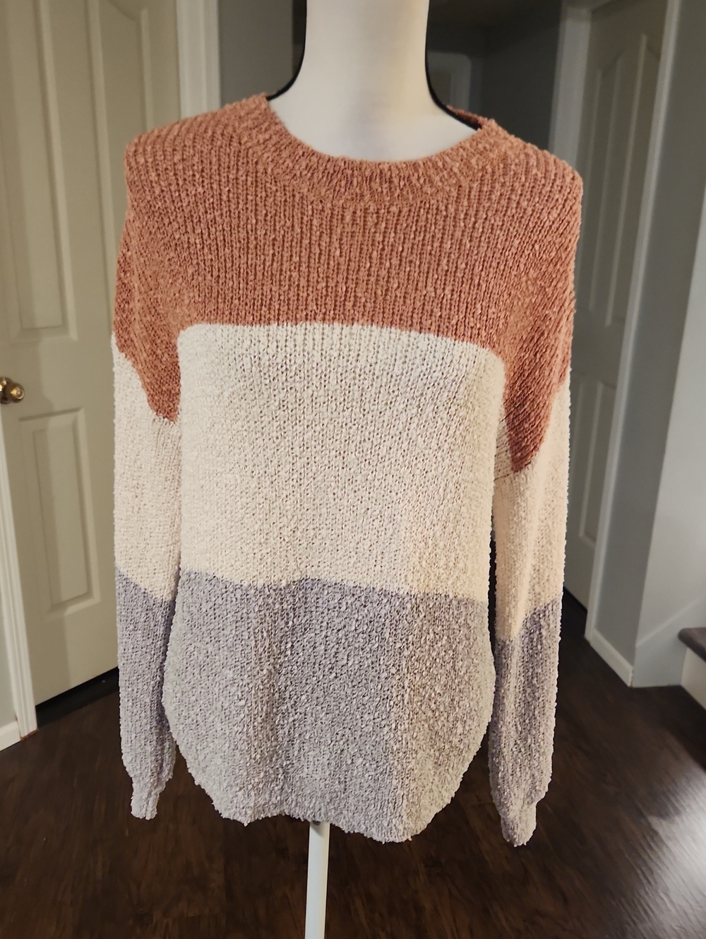 NWT Hem & Thread Striped Popcorn Knit Sweater